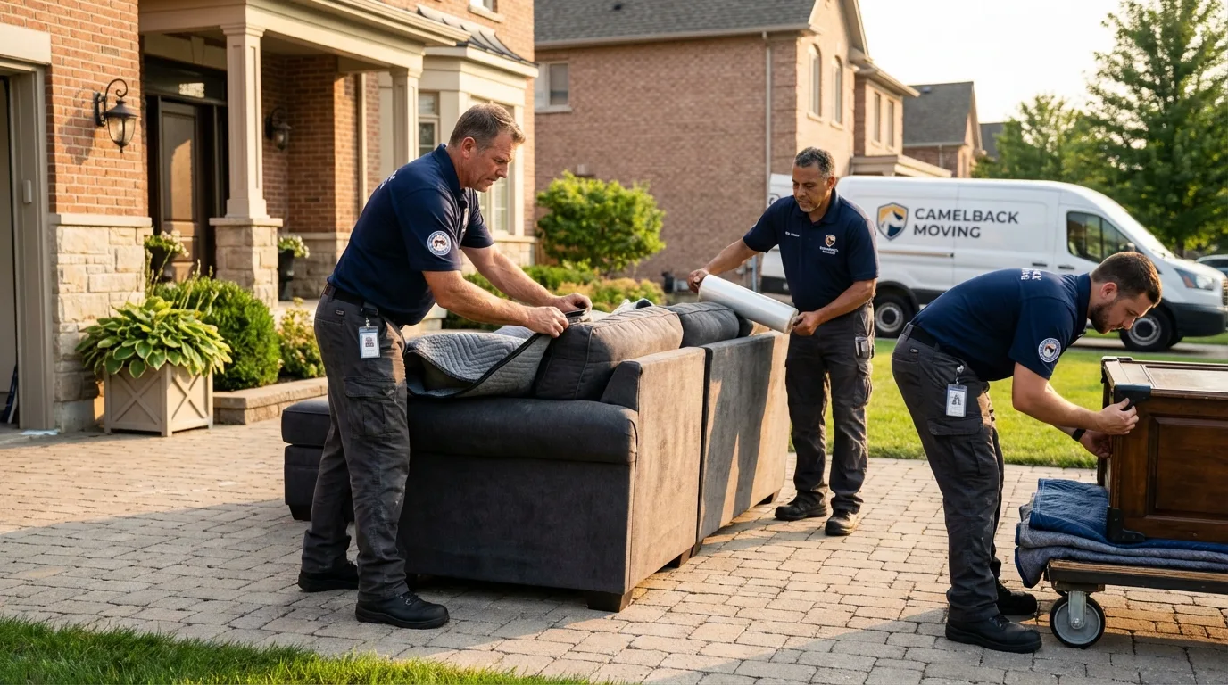 Large estate moving crew wrapping furniture in Ramona, CA