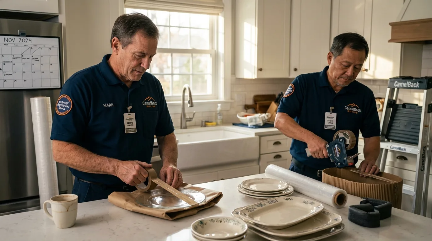 Professional crew packing kitchen dishware in Ramona, CA